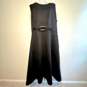 Style & Co. black sleeveless dress with attached silver buckle at waist. Sz 16.